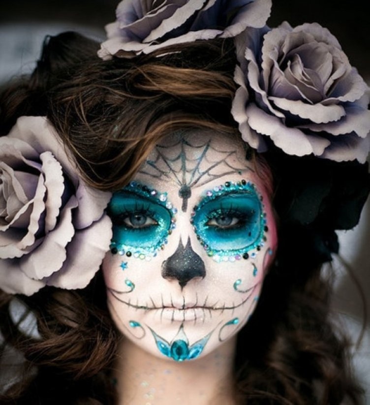 Идеи для жуткого макияжа на Хэллоуин-мексиканский череп